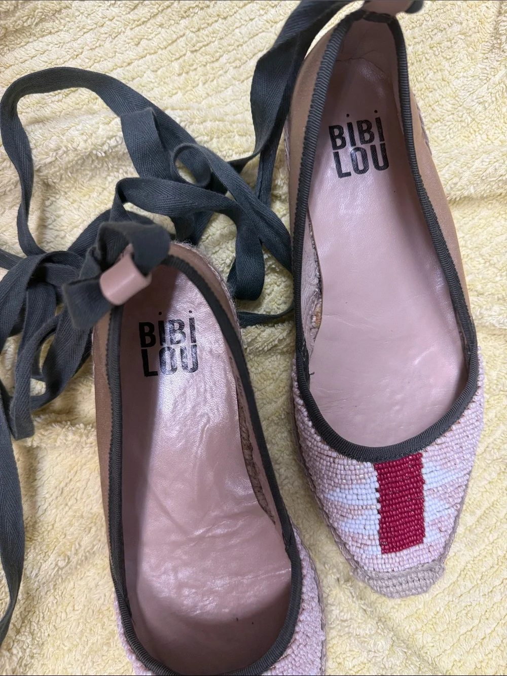 Beaded espadrilles - tie up - bought at anthropology